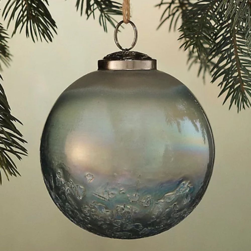 Anthropologie textured base glass globe ornament, NEW!